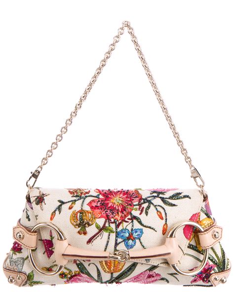 gucci floral horsebit clutch|gucci purse with horseshoe.